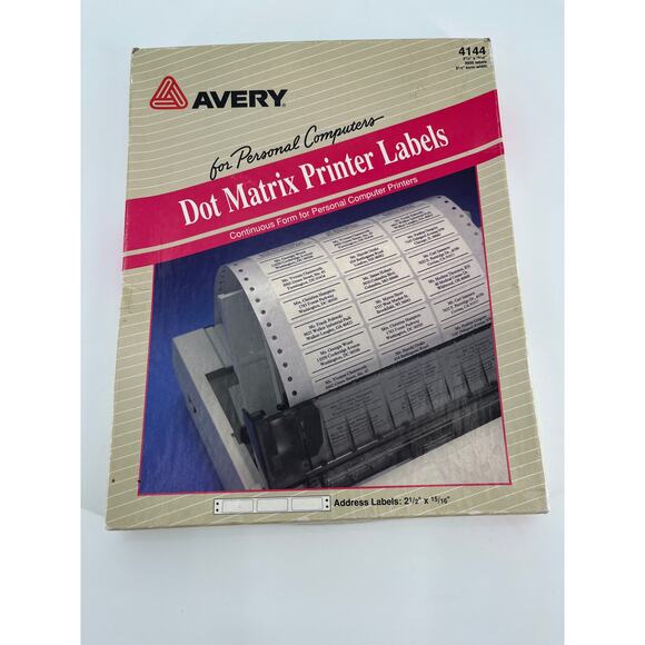 Avery Dot Matrix Printer Labels 4144 2.5" x 15/16" Continuous Feed Vintage - Picture 1 of 3